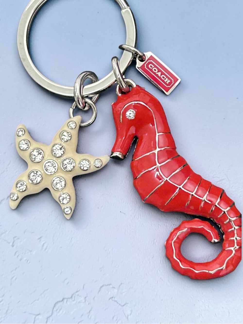 COACH Enameled Seahorse and Starfish Bag Charm Keyring